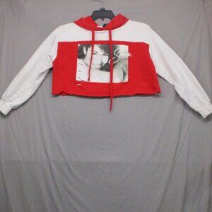 Salena Color Block Hoodie DIY Crop Picture On Front Red/White Women Size | M